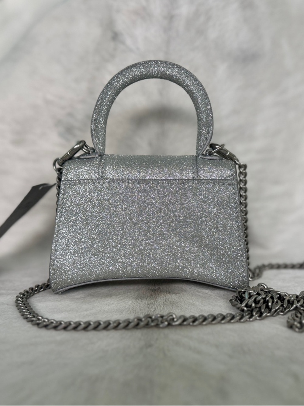 Balenciaga Silver Glitter Hourglass XS Nano Mini Bag - Picture 3 of 13